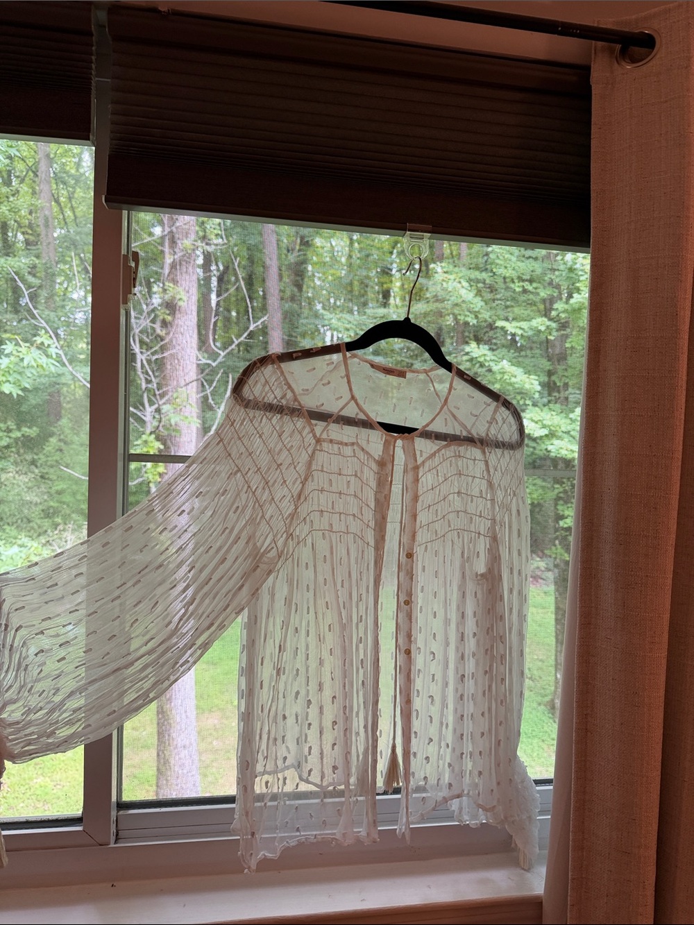 Mango White silk chiffon Textured Tie-Front Blouse